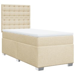 Boxspringbett mit Matratze Creme 90x190 cm Stoff