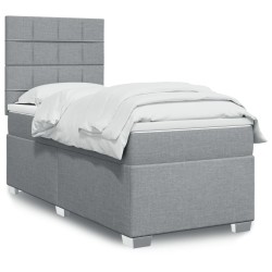 Boxspringbett mit Matratze Hellgrau 90x190 cm Stoff