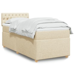 Boxspringbett mit Matratze Creme 90x200 cm Stoff