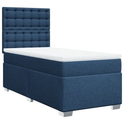 Boxspringbett mit Matratze Blau 100x200 cm Stoff