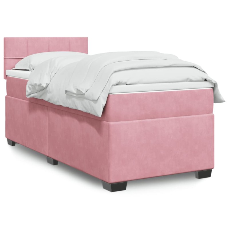 Boxspringbett mit Matratze Rosa 100x200 cm Samt