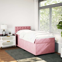 Boxspringbett mit Matratze Rosa 100x200 cm Samt