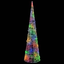 LED-Kegel Acryl Weihnachtsdeko Pyramide Bunt 90 cm