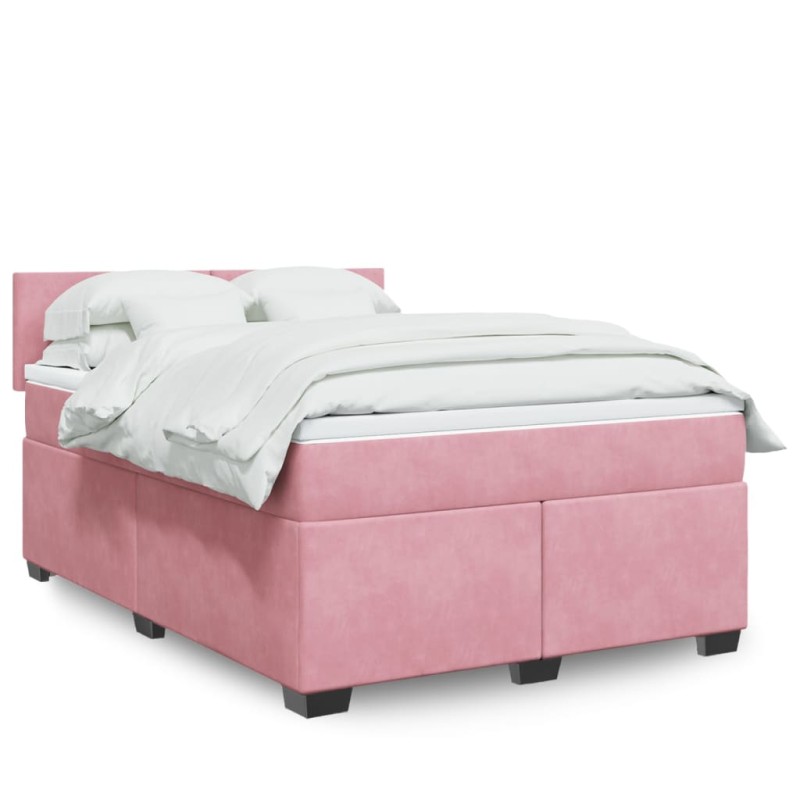 Boxspringbett mit Matratze Rosa 140x200 cm Samt