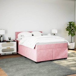 Boxspringbett mit Matratze Rosa 140x200 cm Samt