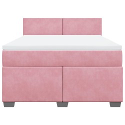 Boxspringbett mit Matratze Rosa 140x200 cm Samt