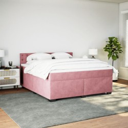 Boxspringbett mit Matratze Rosa 180x200 cm Samt