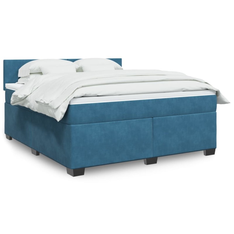 Boxspringbett mit Matratze Blau 180x200 cm Samt