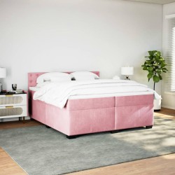 Boxspringbett mit Matratze Rosa 200x200 cm Samt