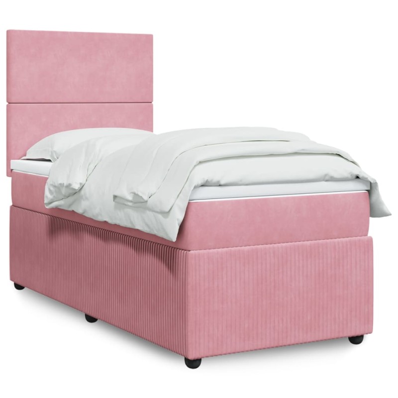 Boxspringbett mit Matratze Rosa 90x190 cm Samt