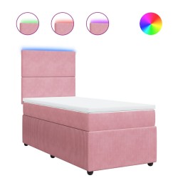 Boxspringbett mit Matratze Rosa 90x190 cm Samt