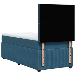 Boxspringbett mit Matratze Blau 90x190 cm Samt