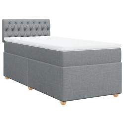 Boxspringbett mit Matratze Hellgrau 90x190 cm Stoff