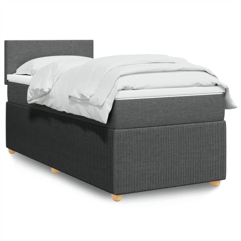 Boxspringbett mit Matratze Dunkelgrau 90x190 cm Stoff