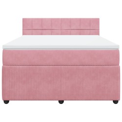 Boxspringbett mit Matratze Rosa 160x200 cm Samt