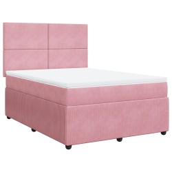 Boxspringbett mit Matratze Rosa 140x200 cm Samt