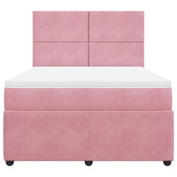 Boxspringbett mit Matratze Rosa 140x200 cm Samt