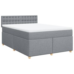 Boxspringbett mit Matratze Hellgrau 140x200 cm Stoff