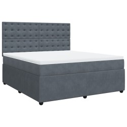 Boxspringbett mit Matratze Dunkelgrau 180x200 cm Samt