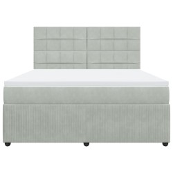 Boxspringbett mit Matratze Hellgrau 180x200 cm Samt