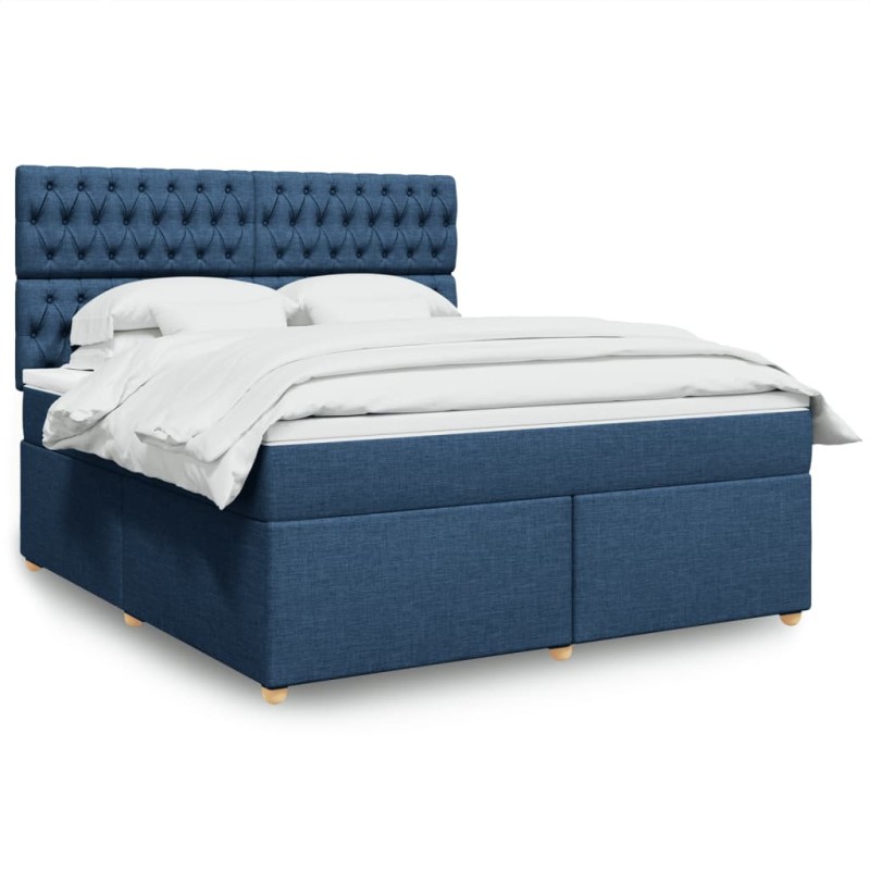 Boxspringbett mit Matratze Blau 180x200 cm Stoff