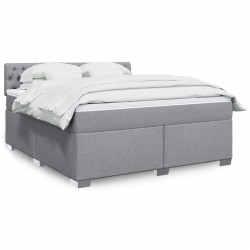 Boxspringbett mit Matratze Hellgrau 180x200 cm Stoff