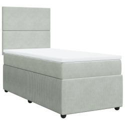 Boxspringbett mit Matratze Hellgrau 90x190 cm Samt