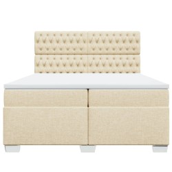 Boxspringbett mit Matratze Creme 200x200 cm Stoff