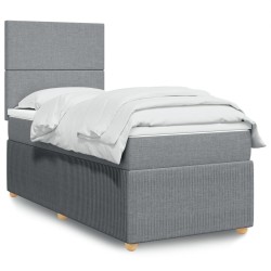 Boxspringbett mit Matratze Hellgrau 90x190 cm Stoff