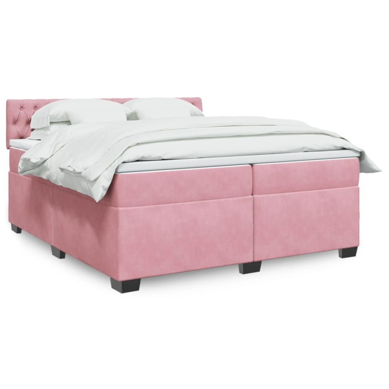 Boxspringbett mit Matratze Rosa 200x200 cm Samt