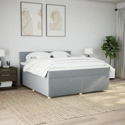 Boxspringbett mit Matratze Hellgrau 180x200 cm Stoff