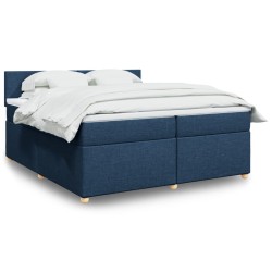 Boxspringbett mit Matratze Blau 200x200 cm Stoff