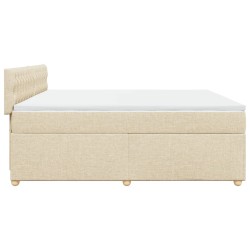 Boxspringbett mit Matratze Creme 200x200 cm Stoff