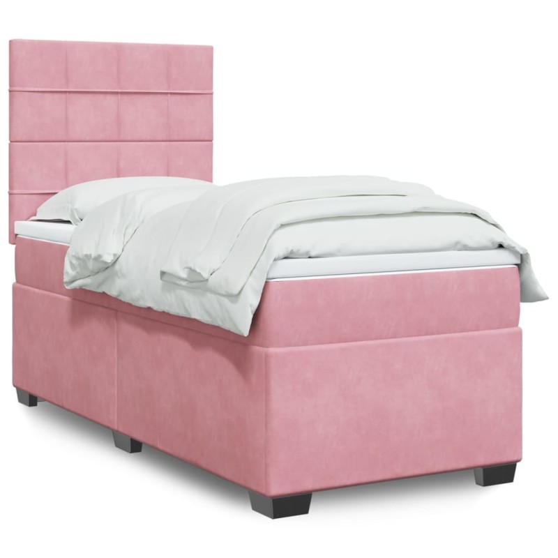 Boxspringbett mit Matratze Rosa 80x200 cm Samt