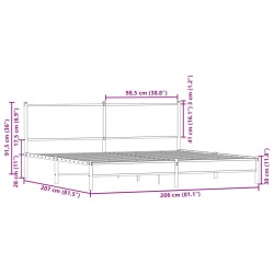 Metallbett ohne Matratze Sonoma-Eiche 200x200 cm