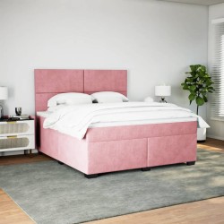 Boxspringbett mit Matratze Rosa 180x200 cm Samt