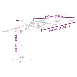 Ampelschirm mit Doppeldach Bordeauxrot 300x300 cm