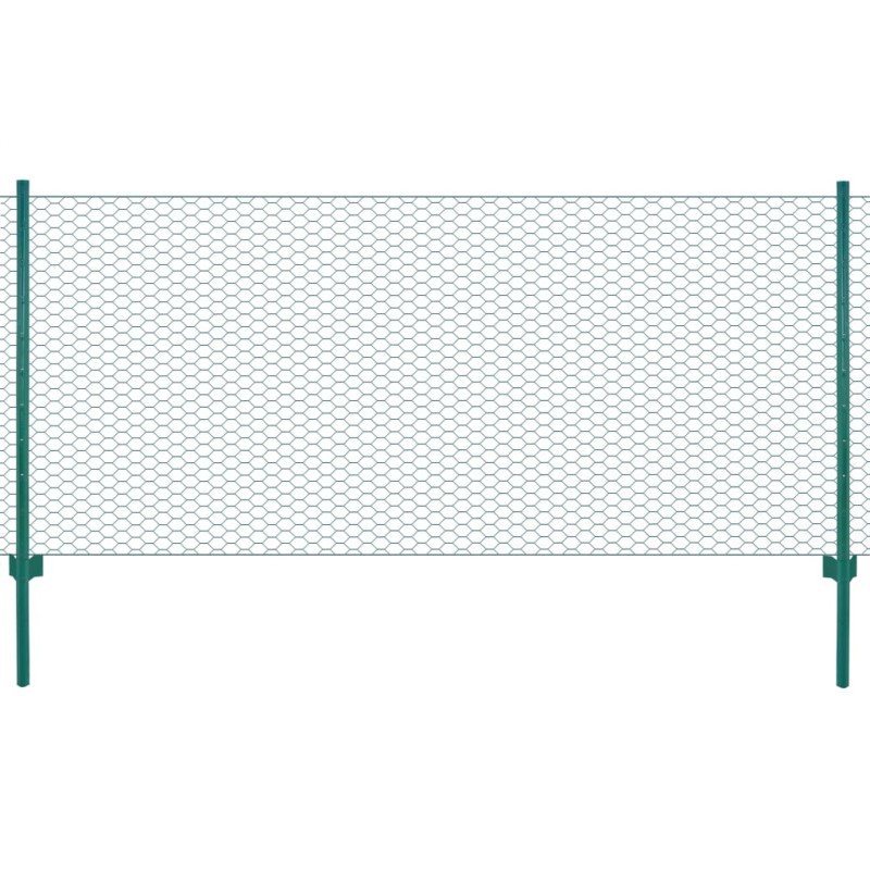 Maschendrahtzaun mit Pfosten Stahl 25 x 0,75 m Grün