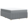 Boxspringbett mit Matratze Hellgrau 160x200 cm Stoff