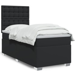 Boxspringbett mit Matratze Schwarz 100x200 cm Kunstleder