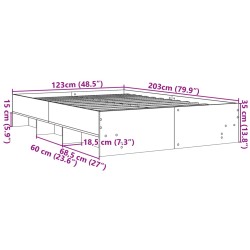 Bettgestell ohne Matratze Räuchereiche 120x200 cm Holzwerkstoff