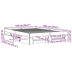 Bettgestell ohne Matratze Sonoma-Eiche 140x200 cm Holzwerkstoff