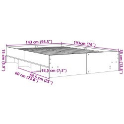 Bettgestell ohne Matratze Braun Eiche 140x190 cm Holzwerkstoff