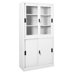 Büroschrank mit Schiebetüren Weiß 90x40x180 cm Stahl