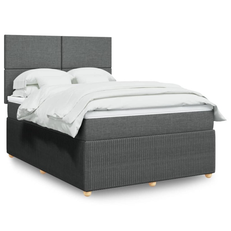 Boxspringbett mit Matratze Dunkelgrau 140x200 cm Stoff