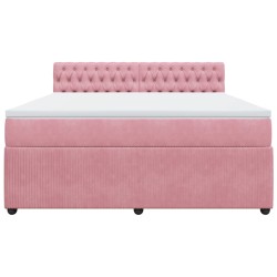 Boxspringbett mit Matratze Rosa 180x200 cm Samt