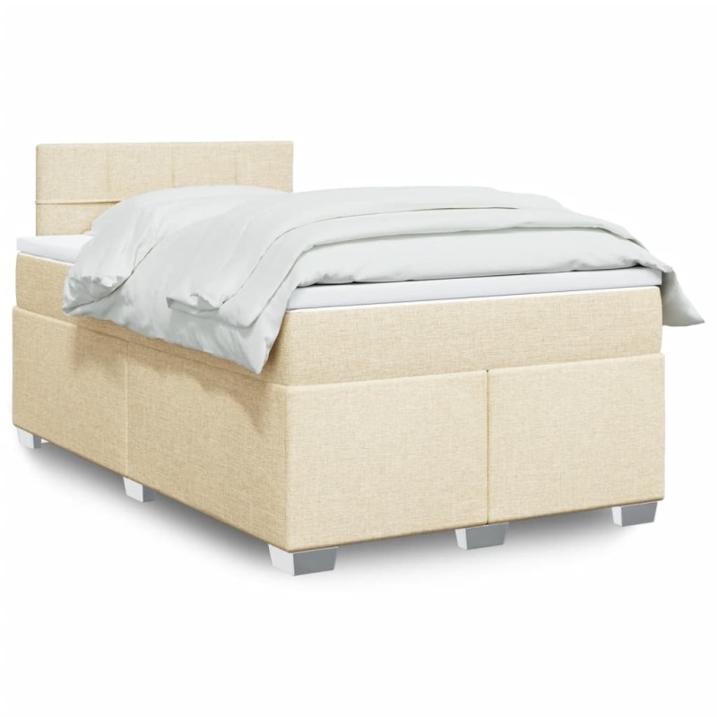 Boxspringbett mit Matratze Creme 120x190 cm Stoff