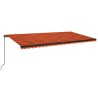 Markise Manuell Einziehbar mit LED 600x350 cm Orange & Braun