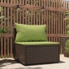 Garten-Mittelsofa mit Kissen Braun Poly Rattan