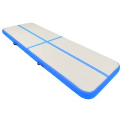 Aufblasbare Gymnastikmatte mit Pumpe 500x100x20 cm PVC Blau